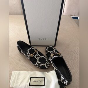 Gucci Black Tweed Loafers